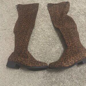 JustFab Leopard Print Flat Boots